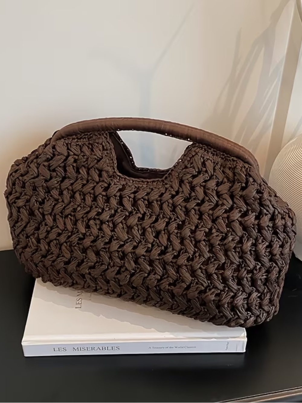 Woven Knit Clutch Wristlet - Chocolate Brown